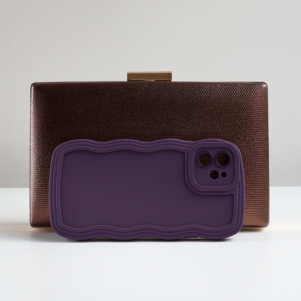 Bolsa Festa Clutch Metalizada Marrom Bronze