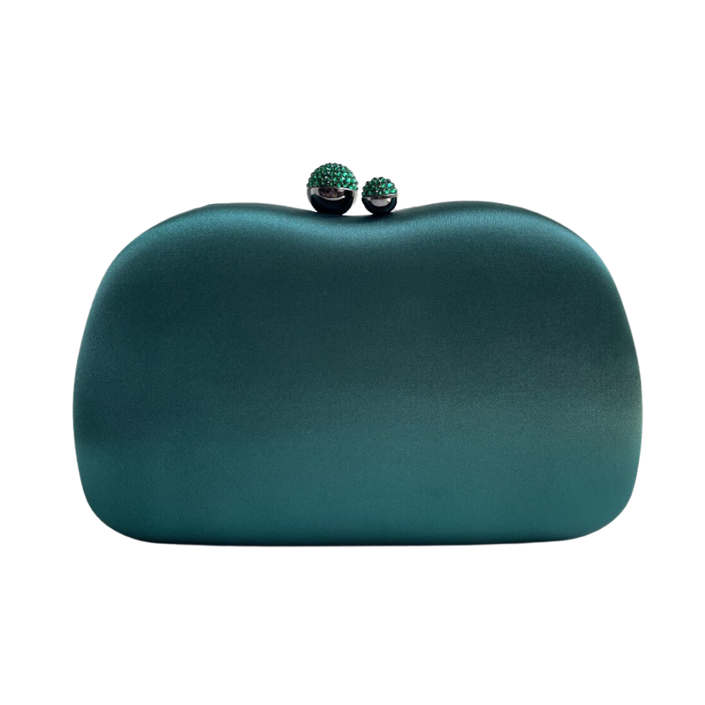 Bolsa Festa Clutch Tecido Acetinado Verde Esmeralda