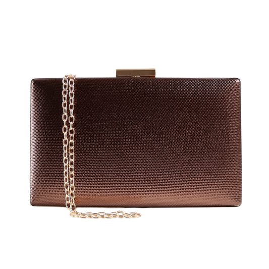 Bolsa Festa Clutch Metalizada Marrom Bronze