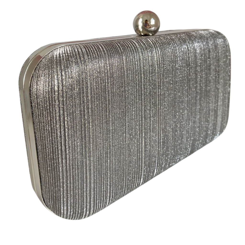 Bolsa Festa Clutch Tecido Brilho Prata Grafite - ReUse
