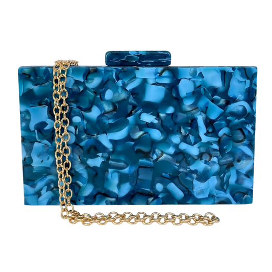 Bolsa de Festa Clutch Acrílico Rajada Azul