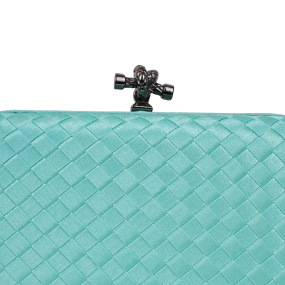 Clutch Tressê Cetim Inspired Pequena Turquesa Claro