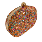 Bolsa Festa Clutch Pedraria Laranja Oval