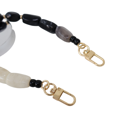 Alça de Mão - Branco e Preto - Metal Dourado