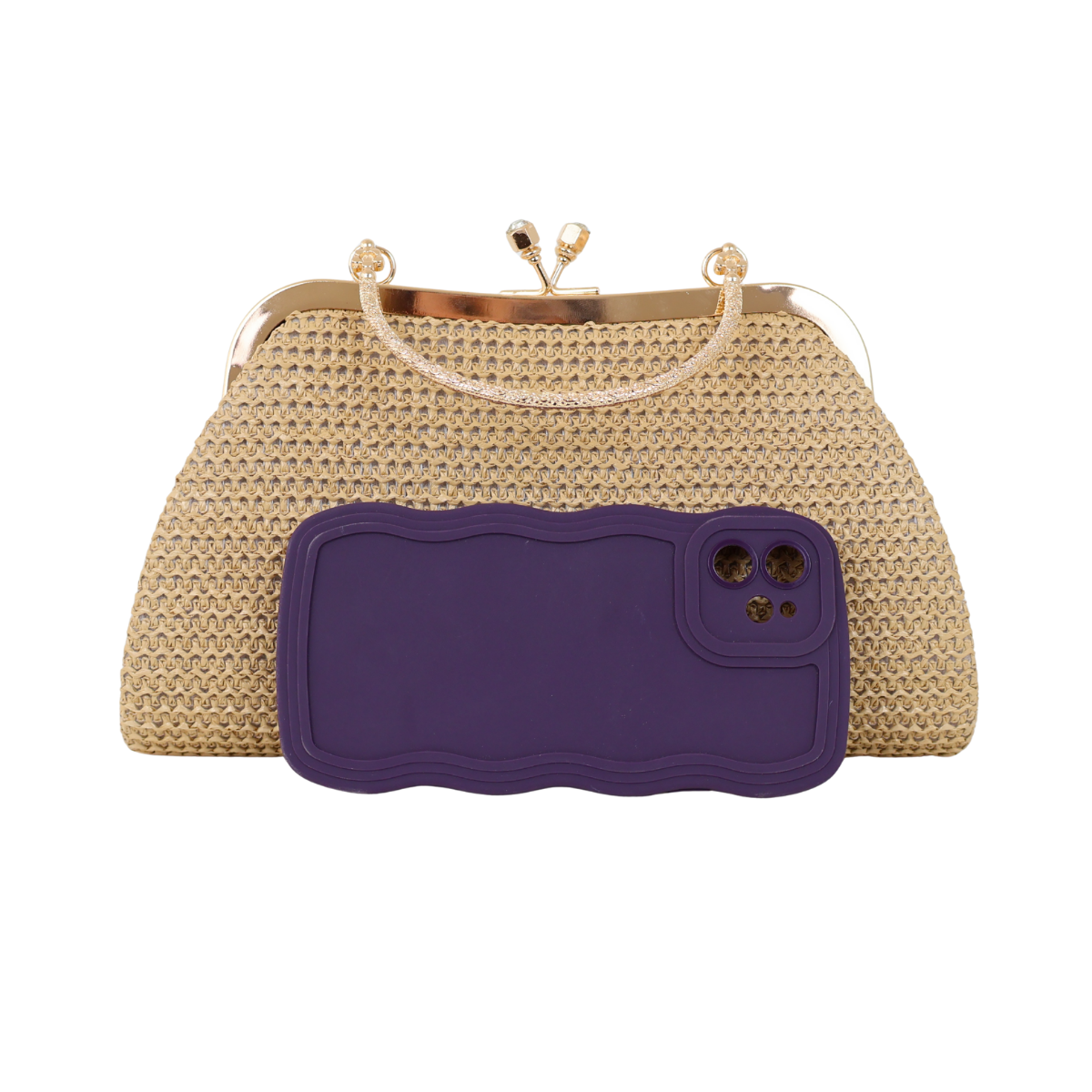 Bolsa Pouch Festa Clutch Palha Bege
