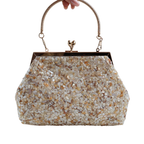 Bolsa Festa Clutch Pouch Pedraria Bege