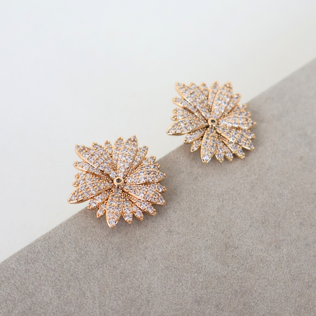 Brinco Dourado e Cristais Translúcidos - Semijoia