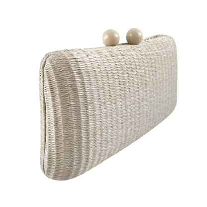 Bolsa de Festa Clutch Palha Off White