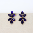 Brinco Dourado e Cristal Azul - Semijoia
