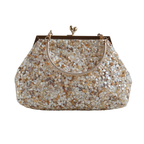 Bolsa Festa Clutch Pouch Pedraria Bege