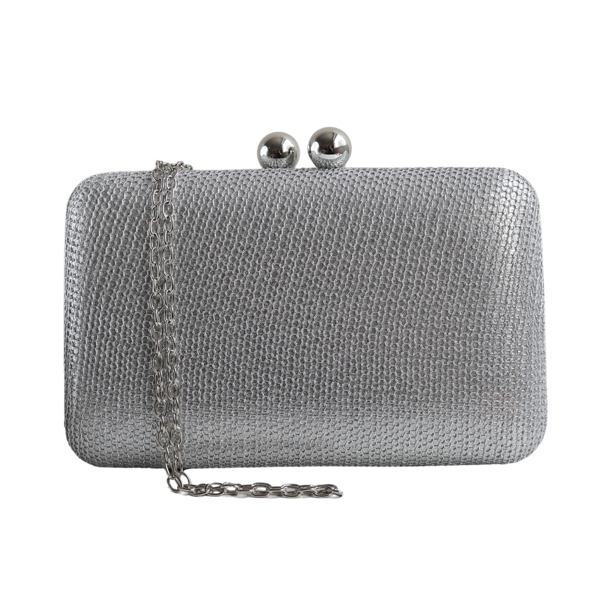Bolsa de Festa Clutch Malha Prata