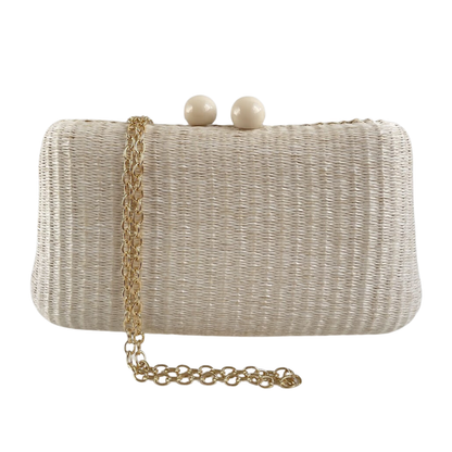 Bolsa de Festa Clutch Palha Off White