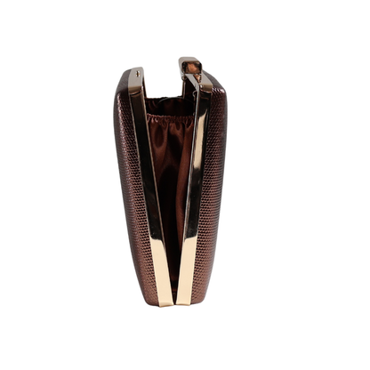 Bolsa Festa Clutch Metalizada Marrom Bronze