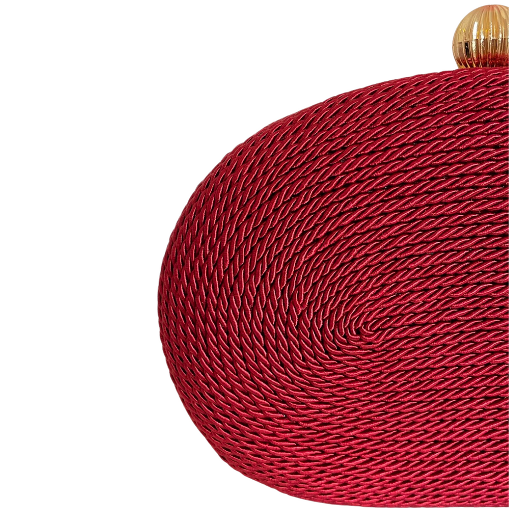 Bolsa de Festa Clutch Corda Trançada Oval Vermelha - ReUse