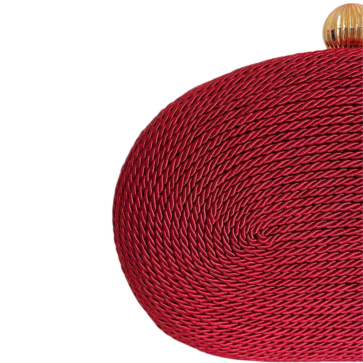 Bolsa de Festa Clutch Corda Trançada Oval Vermelha - ReUse