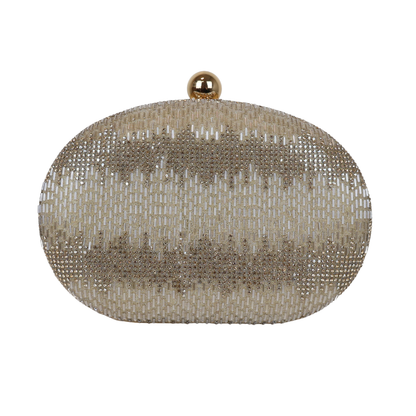 Bolsa Festa Clutch Oval Vidrilhos Dourada