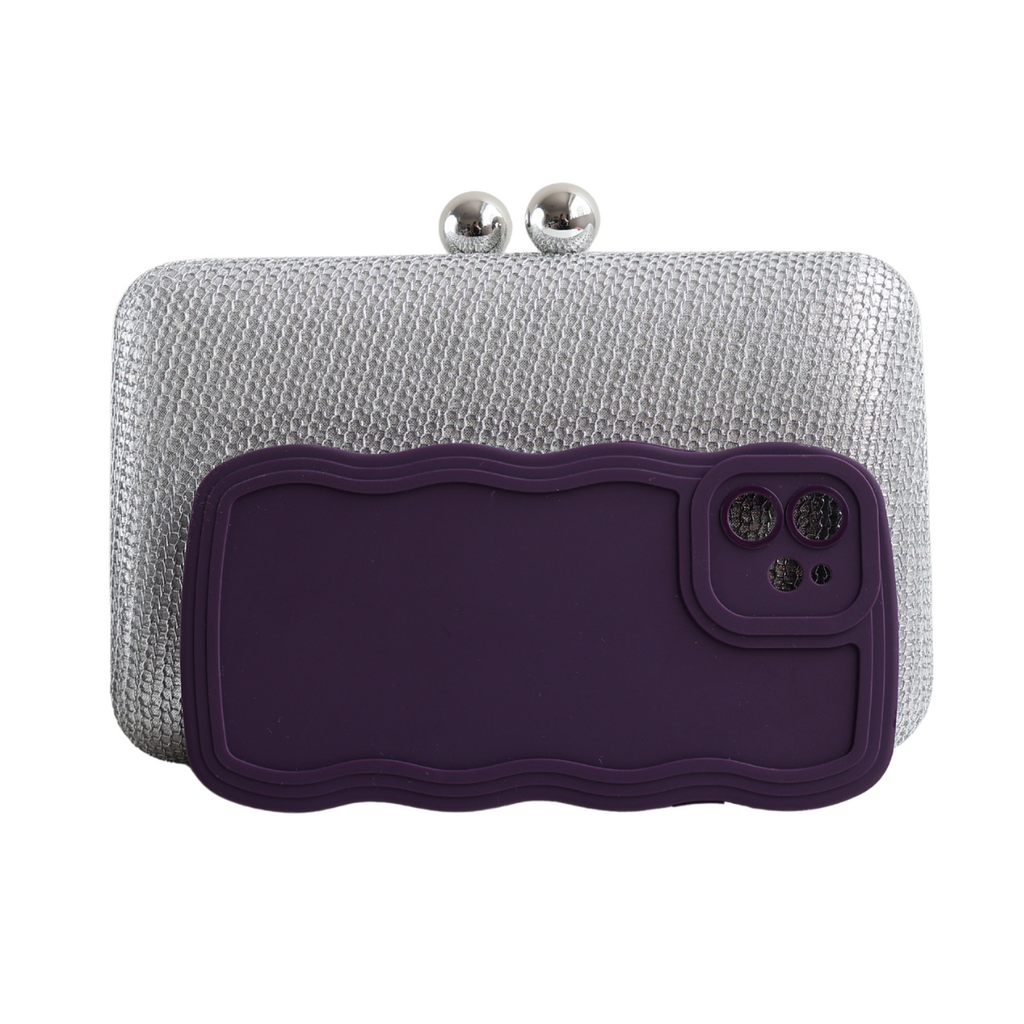 Bolsa de Festa Clutch Malha Prata