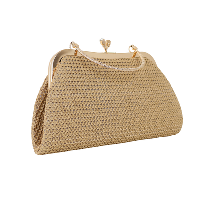 Bolsa Pouch Festa Clutch Palha Bege