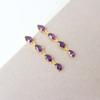 Brinco Prateado e Cristal Roxo