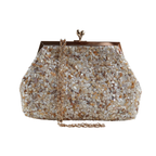 Bolsa Festa Clutch Pouch Pedraria Bege