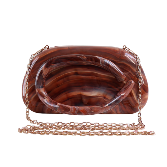 Bolsa de Festa Clutch Acrílico Mesclado Marrom