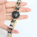 Kit Colar Choker Gargantilha e Brinco Dourado e Ônix