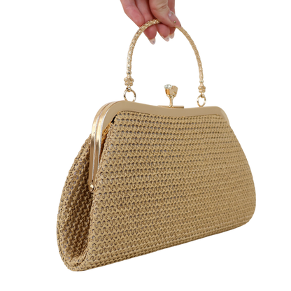 Bolsa Pouch Festa Clutch Palha Bege