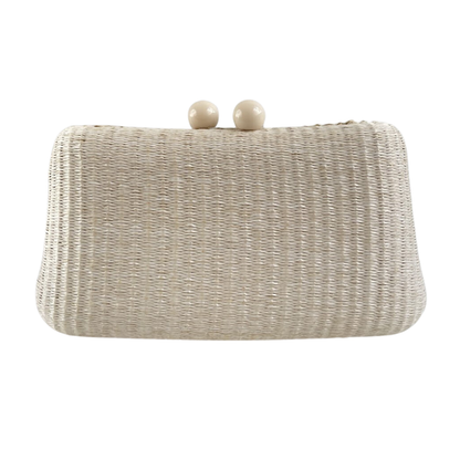 Bolsa de Festa Clutch Palha Off White