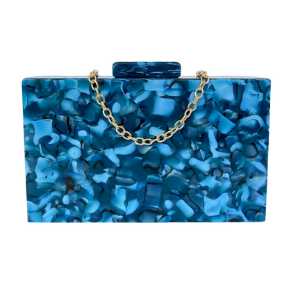 Bolsa de Festa Clutch Acrílico Rajada Azul