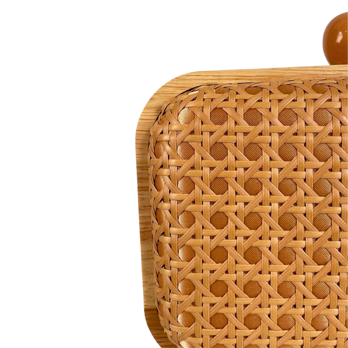 Bolsa de Festa Clutch Madeira e Palha da Índia Caramelo