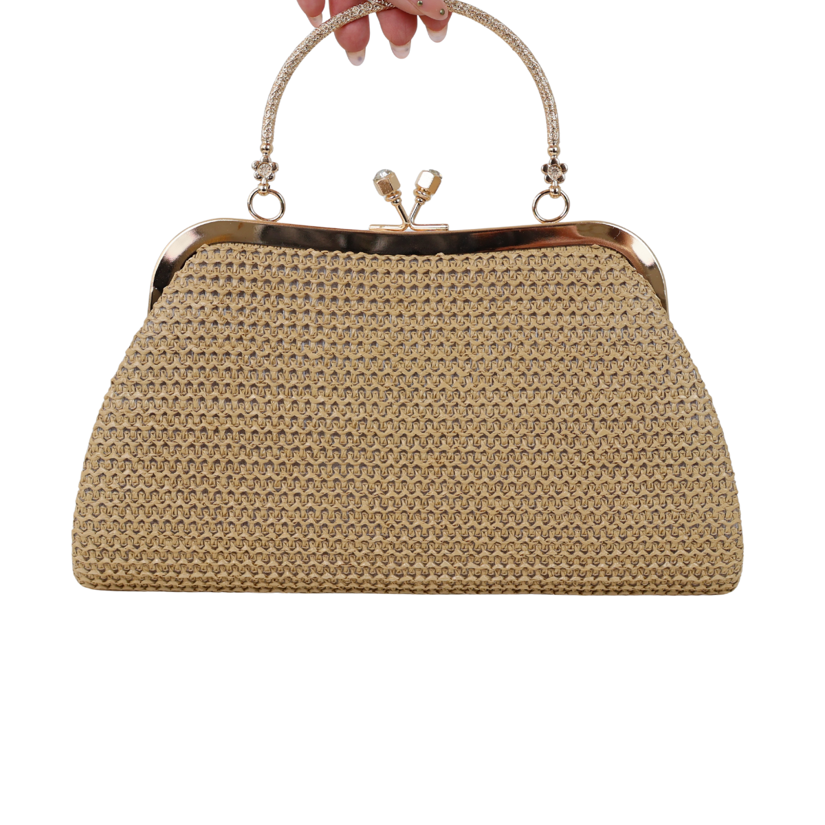 Bolsa Pouch Festa Clutch Palha Bege