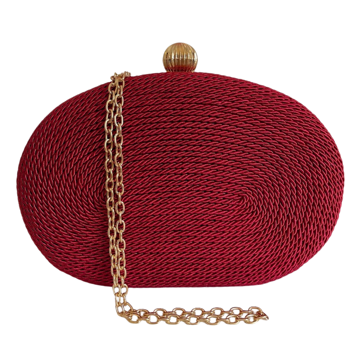 Bolsa de Festa Clutch Corda Trançada Oval Vermelha - ReUse