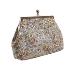 Bolsa Festa Clutch Pouch Pedraria Bege