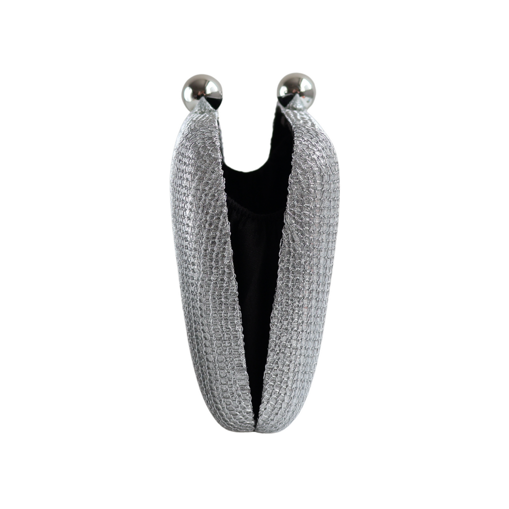 Bolsa de Festa Clutch Malha Prata