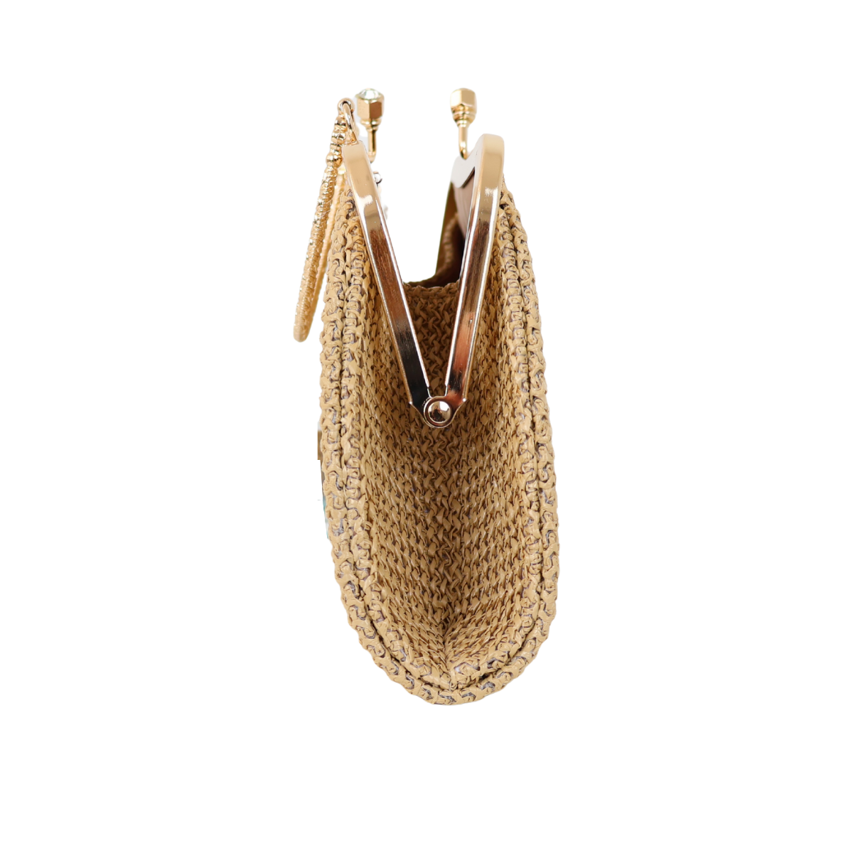 Bolsa Pouch Festa Clutch Palha Bege