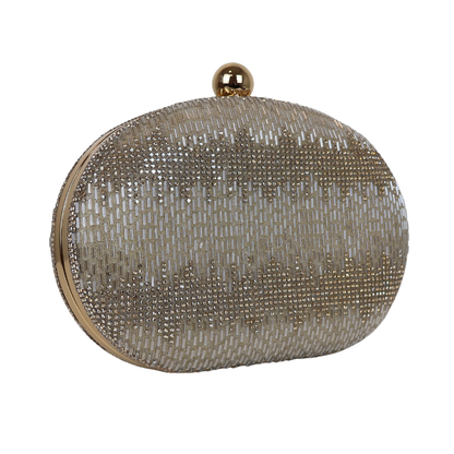 Bolsa Festa Clutch Oval Vidrilhos Dourada