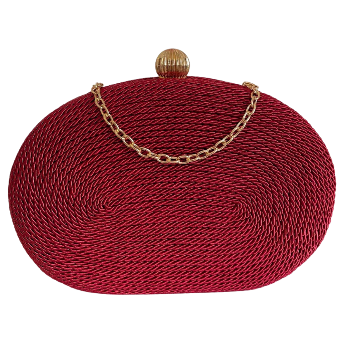 Bolsa de Festa Clutch Corda Trançada Oval Vermelha - ReUse