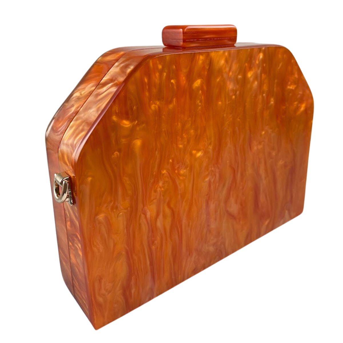 Bolsa de Festa Clutch Acrílico Trapezoidal Laranja