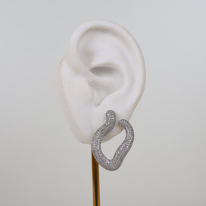 Brinco Prateado e Cristal Translúcido - Semijoia