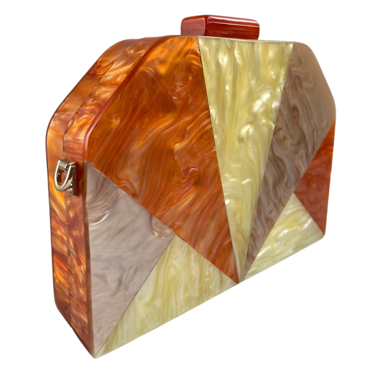 Bolsa de Festa Clutch Acrílico Trapezoidal Laranja