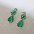 Brinco Dourado Cristal e Pedra Fusion Verde - Semijoia