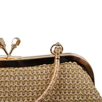 Bolsa Pouch Festa Clutch Palha Bege