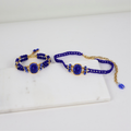 Kit Colar Choker Gargantilha e Bracelete Azul