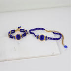 Kit Colar Choker Gargantilha e Bracelete Azul