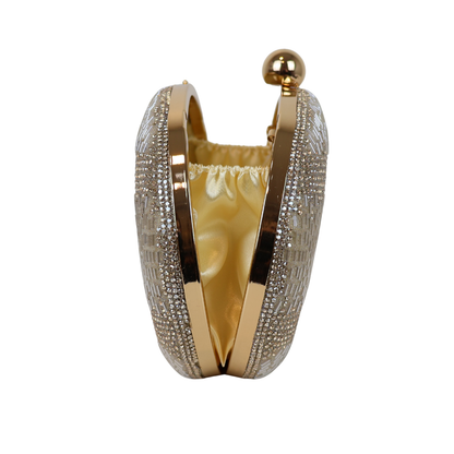 Bolsa Festa Clutch Oval Vidrilhos Dourada