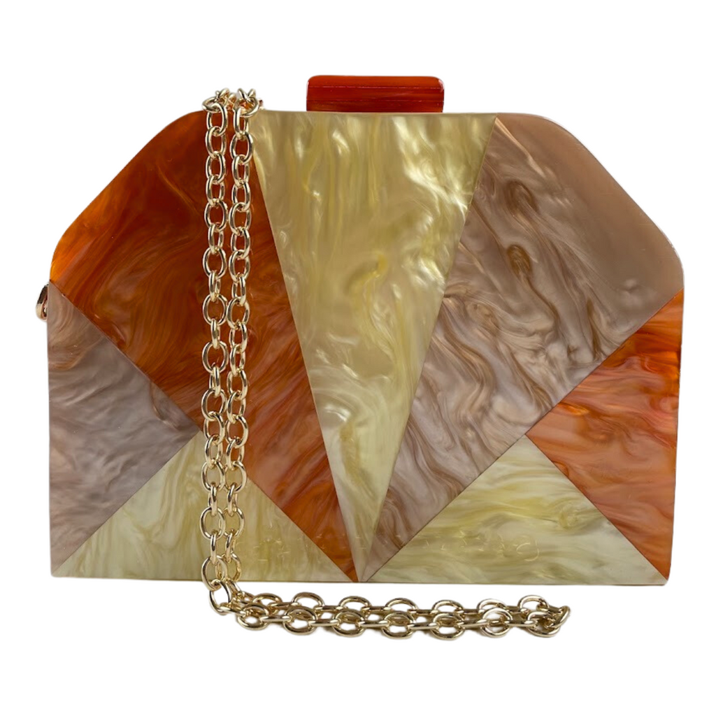 Bolsa de Festa Clutch Acrílico Trapezoidal Laranja - ReUse