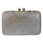 Bolsa de Festa Clutch Pedraria Prateada Retangular