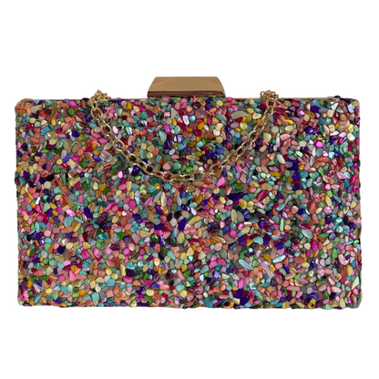 Bolsa Festa Clutch Pedraria Colorida