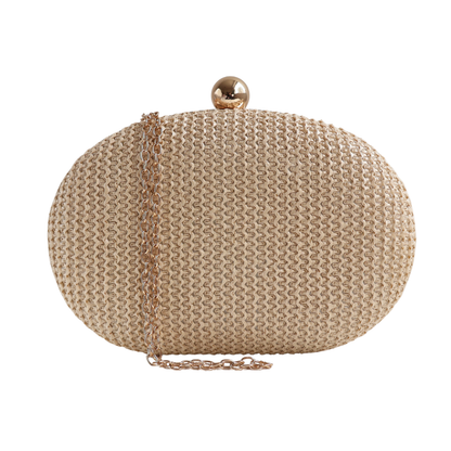 Bolsa Clutch Festa Oval Palha Bege Claro
