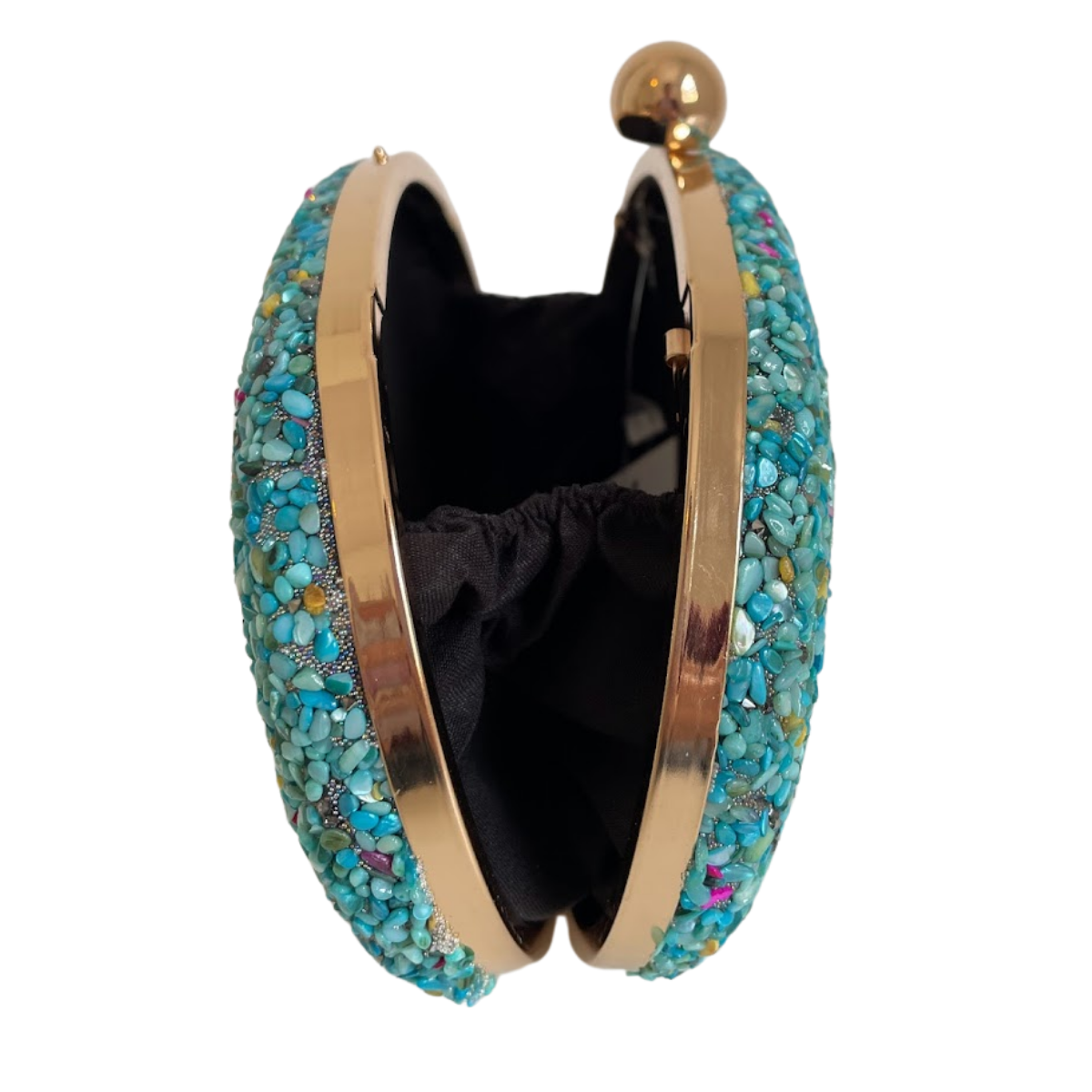 Bolsa Festa Clutch Pedraria Azul Tiffany Oval